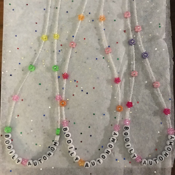 Custom Made Pro Choice beaded floral y2k necklace - Picture 3 of 4